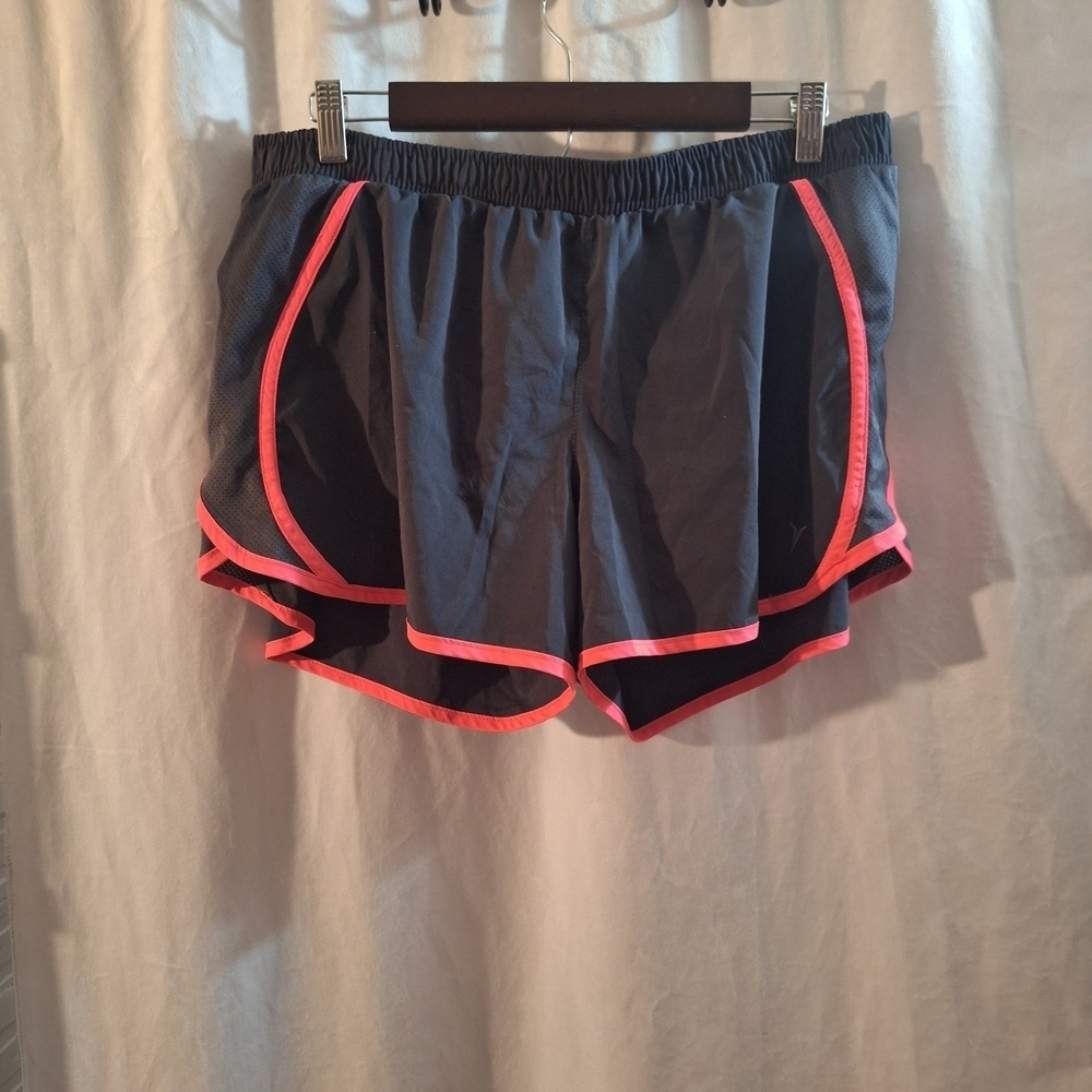 Old Navy Gray and Pink Athletic Shorts with Elastic Waistband